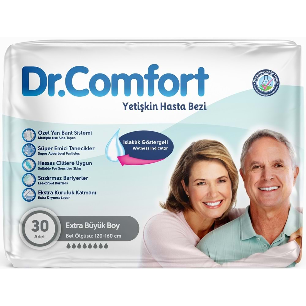 Dr.Comfort Yetişkin Hasta Bezi Bel Bantlı Tekstil Yüzeyli XL - Ekstra Büyük 60 Adet (2PK*30)