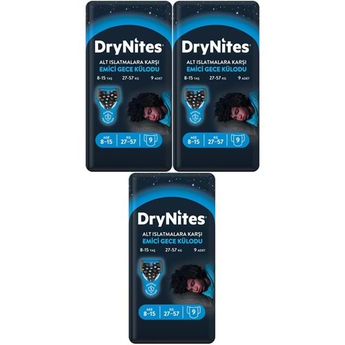 Drynites Emici Gece Külodu/Külot Bez Erkek 8-15 Yaş (27-57KG) Large 27 Adet (3PK*9) (Alt Islatmalara Karşı)