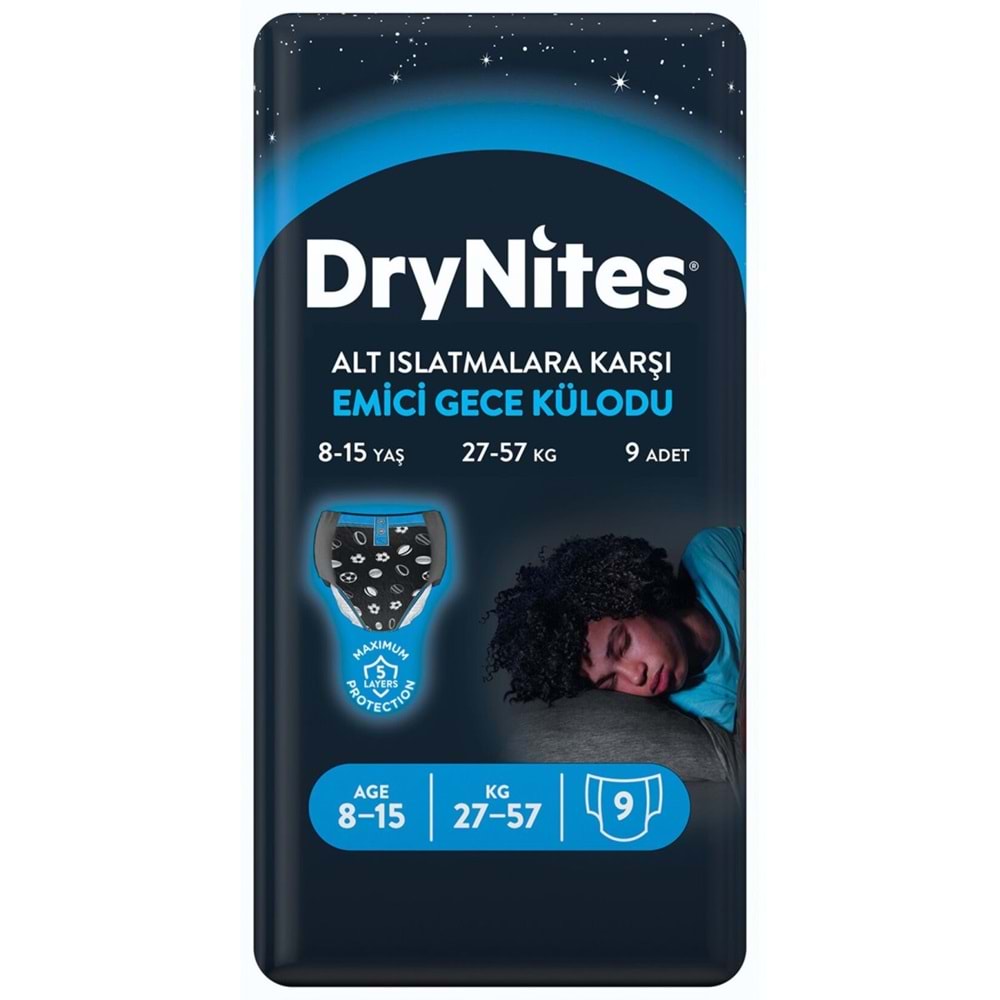 Drynites Emici Gece Külodu/Külot Bez Erkek 8-15 Yaş (27-57KG) Large 45 Adet (5PK*9) (Alt Islatmalara Karşı)
