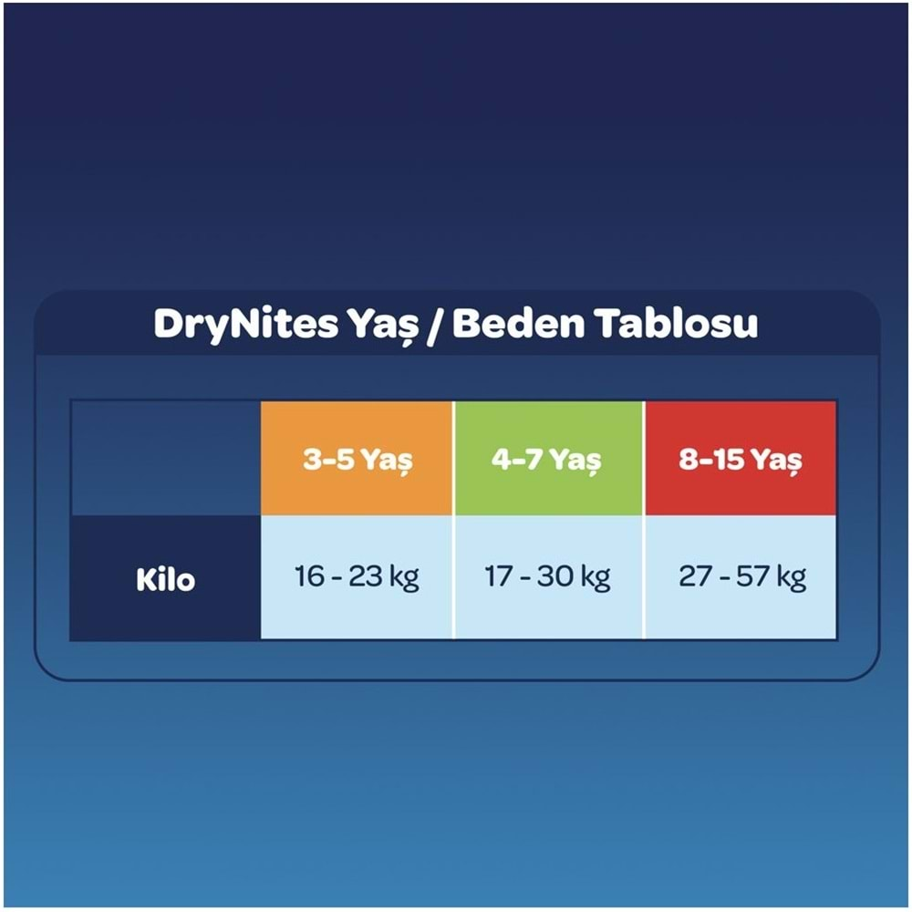 Drynites Emici Gece Külodu/Külot Bez Erkek 8-15 Yaş (27-57KG) Large 108 Adet (12PK*9) (Alt Islatmalara Karşı)