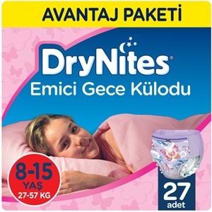 Drynites Emici Gece Külodu/Külot Bez Kız 8-15 Yaş (27-57KG) Large 81 Adet (9PK*9) (Alt Islatmalara Karşı)