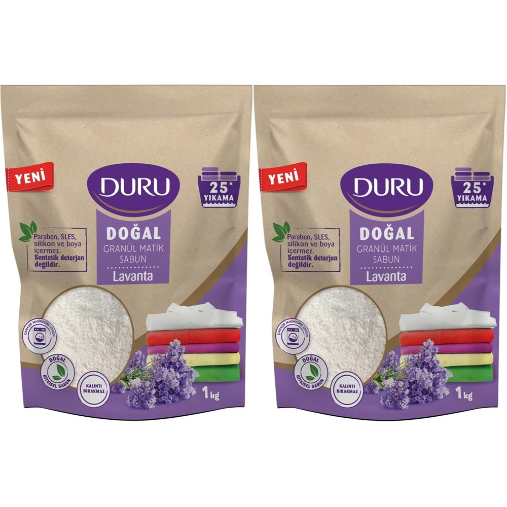 Duru Doğal Granül Matik SabunTozu Lavanta 2KG (2PK*1) (50 Yıkama)