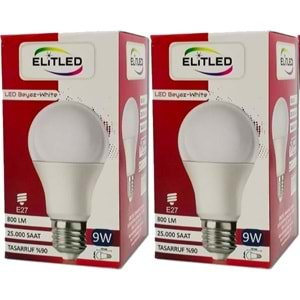 Elitled Led Ampül Beyaz-White 9W (2 Li Set)