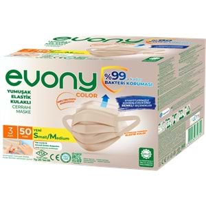 Evony 3 Katlı Filtreli Burun Telli Cerrahi Maske 150 Li Set Karma Small/Medium (Sarı/Pembe/Bej)