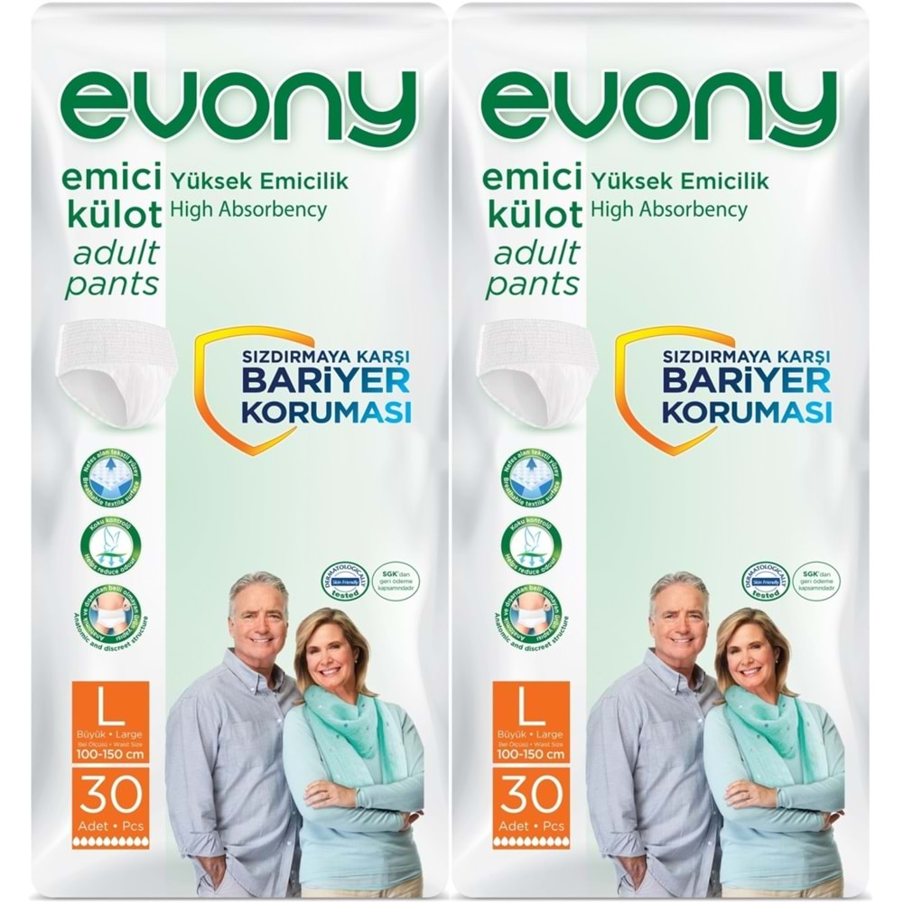 Evony Hasta Bezi Yetişkin Emici Külot L-Büyük 60 Adet (2PK*30)