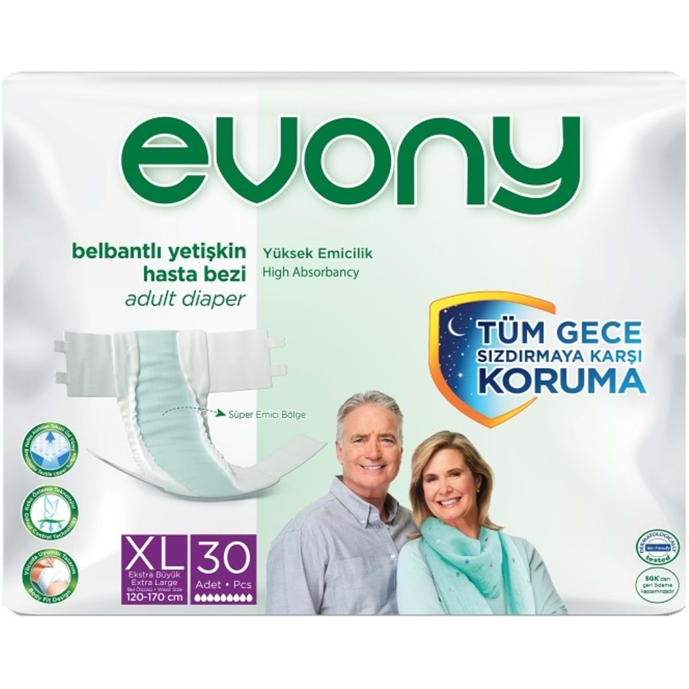 Evony Hasta Bezi Yetişkin Bel Bantlı Tekstil Yüzey Ekstra Büyük 90 Adet+ Yatak Koruyucu Örtü 60 Adet