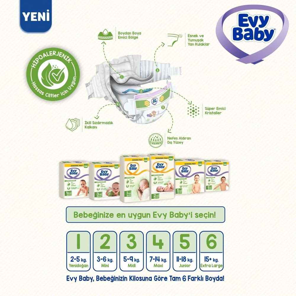 Evy Baby Bebek Bezi Beden:5 (11-18KG) Junior 88 Adet Ekonomik Fırsat Pk