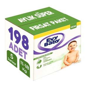 Evy Baby Bebek Bezi Beden:5 (11-18KG) Junior 198 Adet Aylık Süper Fırsat Pk