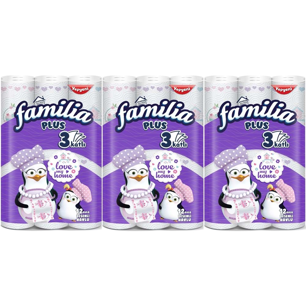 Familia Kağıt Havlu Plus Desenli 36 Lı Pk (3 Katlı) (3Pk*12) Love My Home