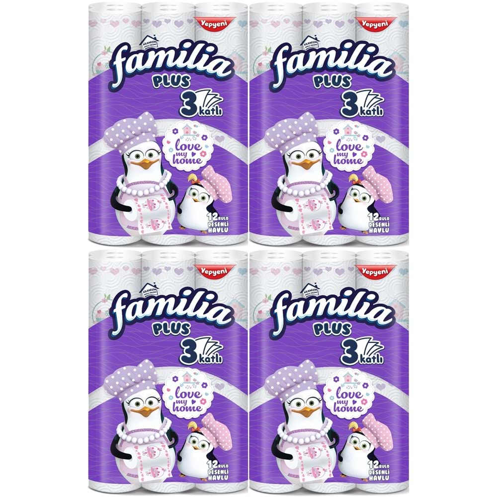 Familia Kağıt Havlu Plus Desenli 48 Li Pk (3 Katlı) (4Pk*12) Love My Home