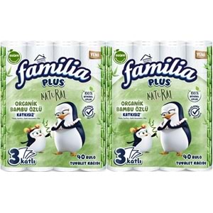 Familia Plus Tuvalet Kağıdı 3 Katlı 80 Li Paket Natural Organik Bambu Özlü (2PK*40)