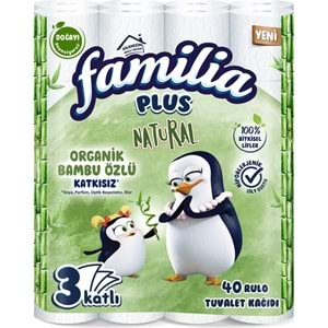 Familia Plus Tuvalet Kağıdı 3 Katlı 80 Li Paket Natural Organik Bambu Özlü (2PK*40)