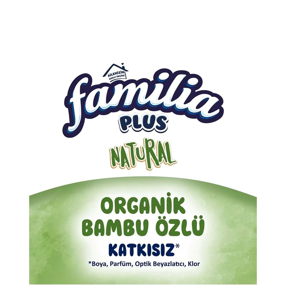 Familia Plus Tuvalet Kağıdı 3 Katlı 80 Li Paket Natural Organik Bambu Özlü (2PK*40)