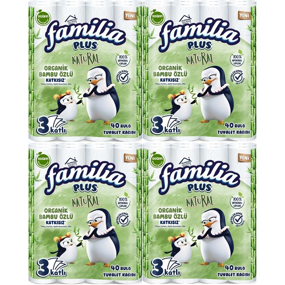 Familia Plus Tuvalet Kağıdı 3 Katlı 160 Lı Paket Natural Organik Bambu Özlü (4PK*40)