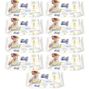 Fibril Islak Havlu Mendil 90 Yaprak Baby Sensitive Plastik Kapaklı (9 Lu Set) 810 Yaprak