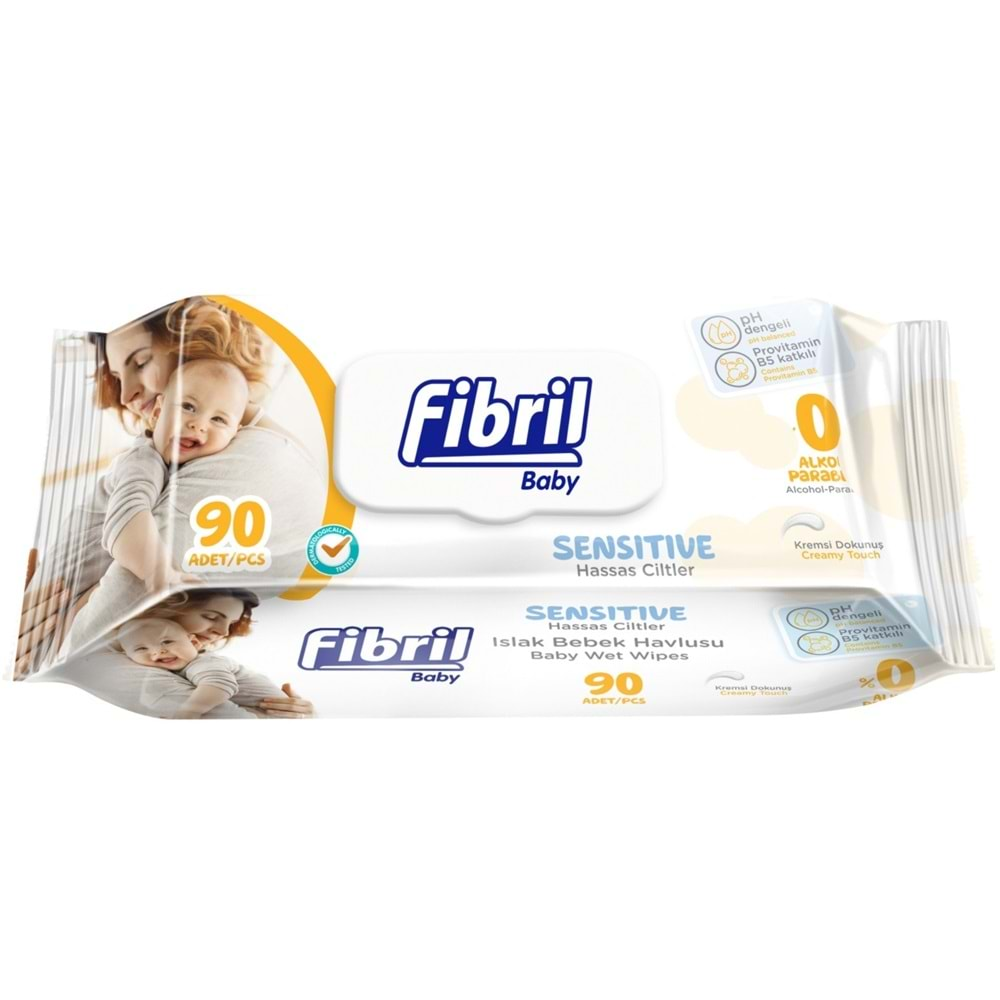 Fibril Islak Havlu Mendil 90 Yaprak Baby Sensitive Plastik Kapaklı (2 Li Set) 180 Yaprak