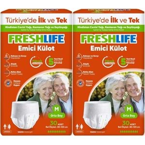 FreshLife Emici Külot Hasta Bezi Medium - Orta - M 60 Adet (2PK*30)