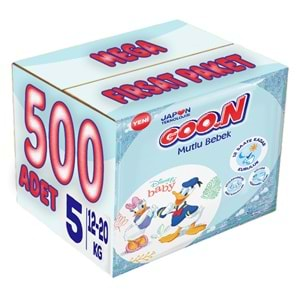 Goon Mutlu Bebek Bebek Bezi Beden:5 (12-20Kg) Junior 500 Adet Mega Fırsat Pk