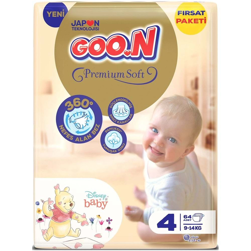 Goon Premium Soft Bebek Bezi Beden:4 (9-14Kg) Maxi 192 Adet Aylık Fırsat Pk