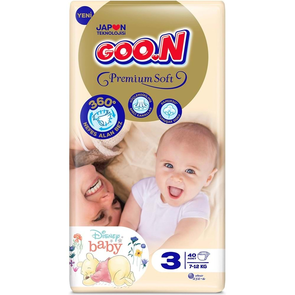 Goon Premium Soft Bebek Bezi Beden:3 (7-12Kg) Midi 120 Adet Jumbo Fırsat Pk