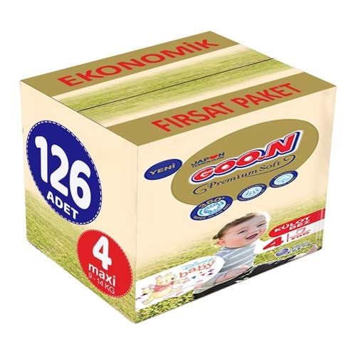 Goon Premium Soft Külot Bebek Bezi Beden:4 (9-14Kg) Maxi 126 Adet Ekonomik Fırsat Pk