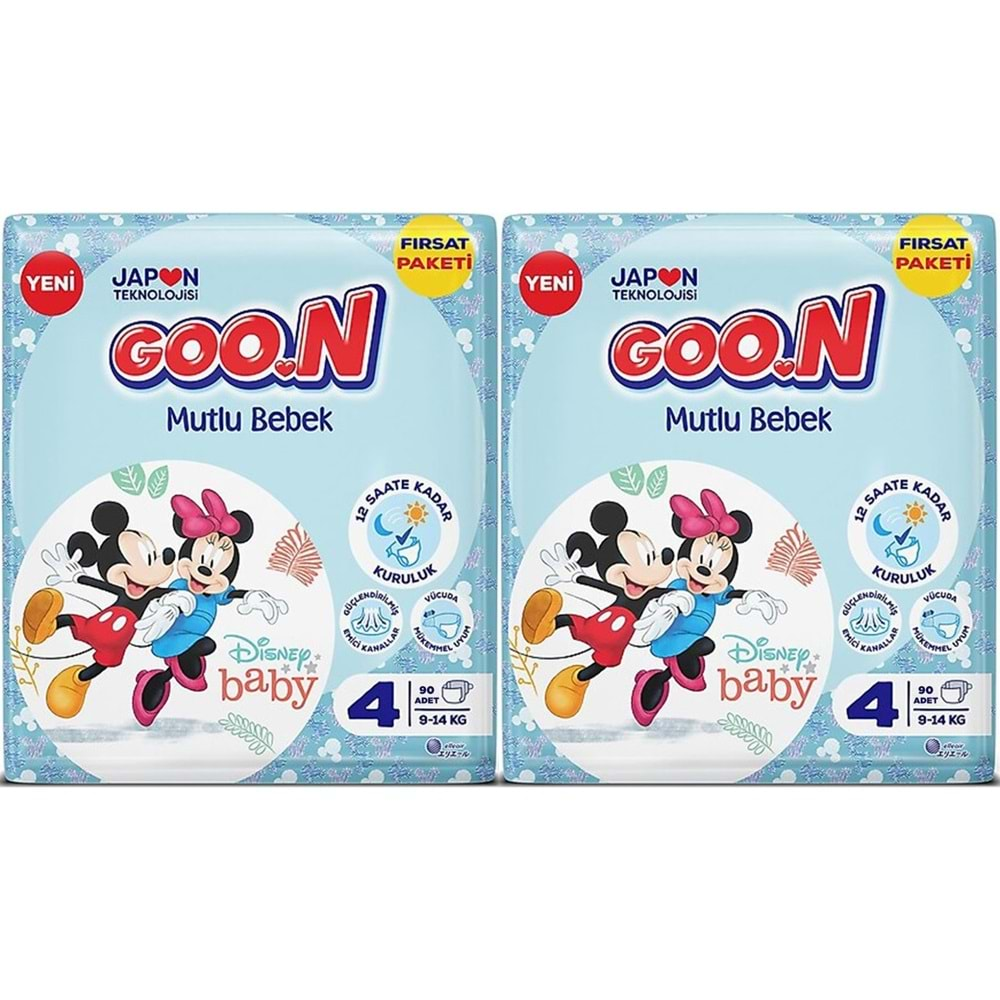 Goon Mutlu Bebek Bebek Bezi Beden:4 (9-14KG) Maxi 180 Adet Ekonomik Fırsat Pk