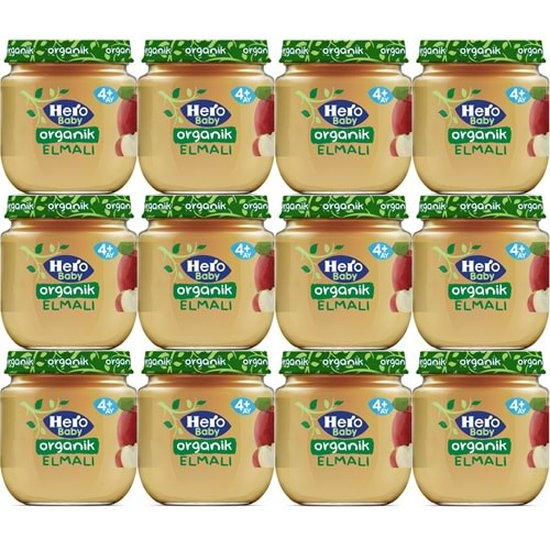 Hero Baby Kavanoz Maması 120GR Organik Elmalı (12 Li Set)