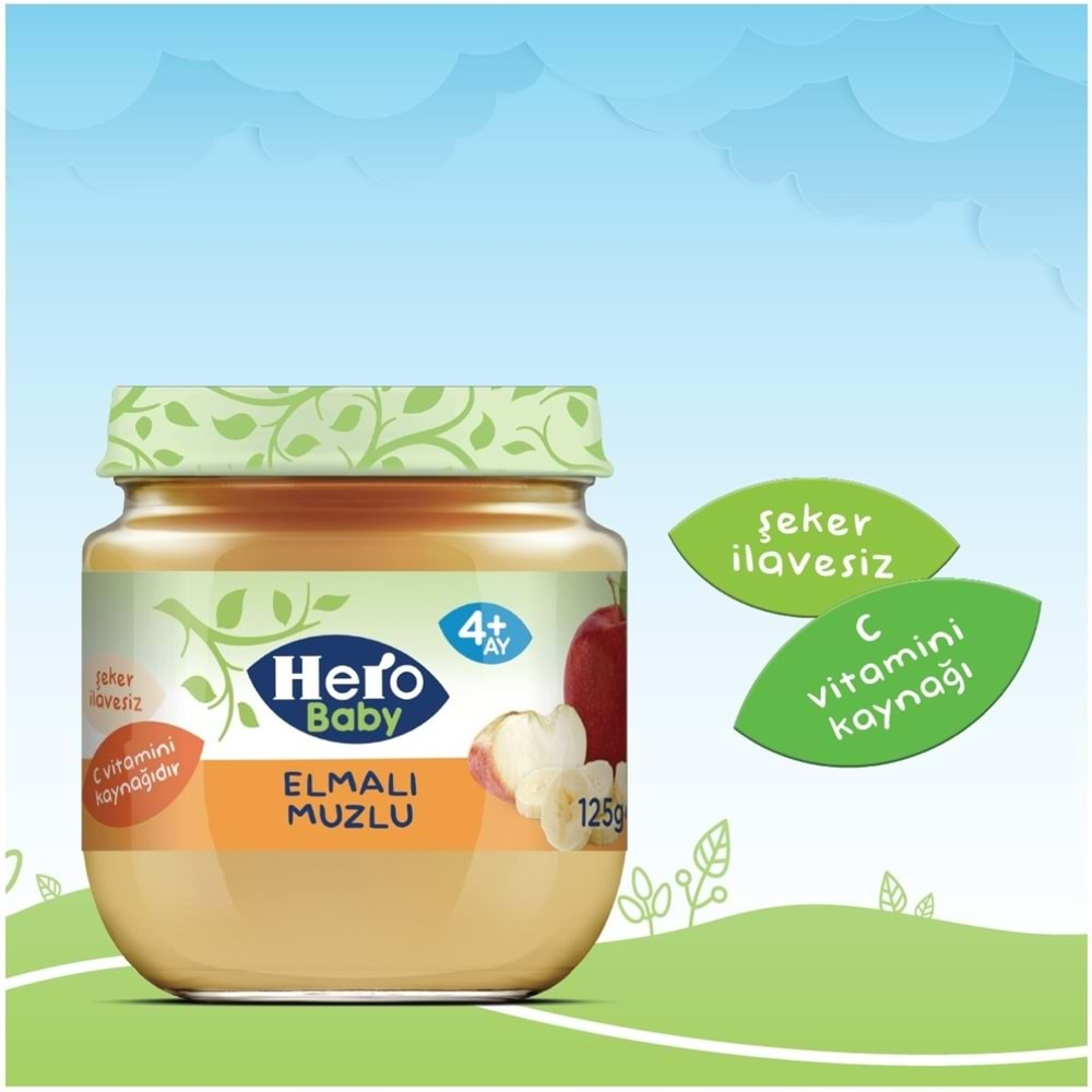 Hero Baby Kavanoz Maması 125GR Elma Muz 3 Lü Set