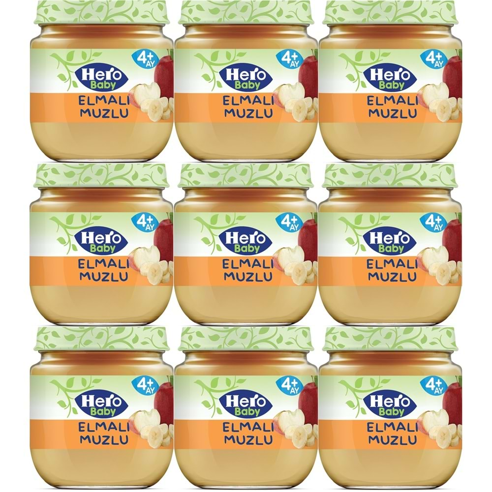 Hero Baby Kavanoz Maması 125GR Elma Muz 9 Lu Set