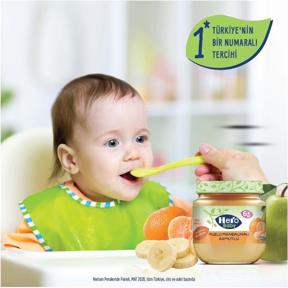 Hero Baby Kavanoz Maması 125GR Muz Mandalin Armut 9 Lu Set