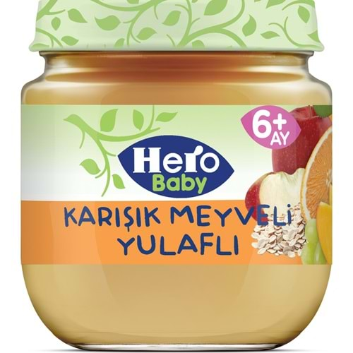 Hero Baby Kavanoz Maması 120GR Karışık Meyveli Yulaflı (12 Li Set)