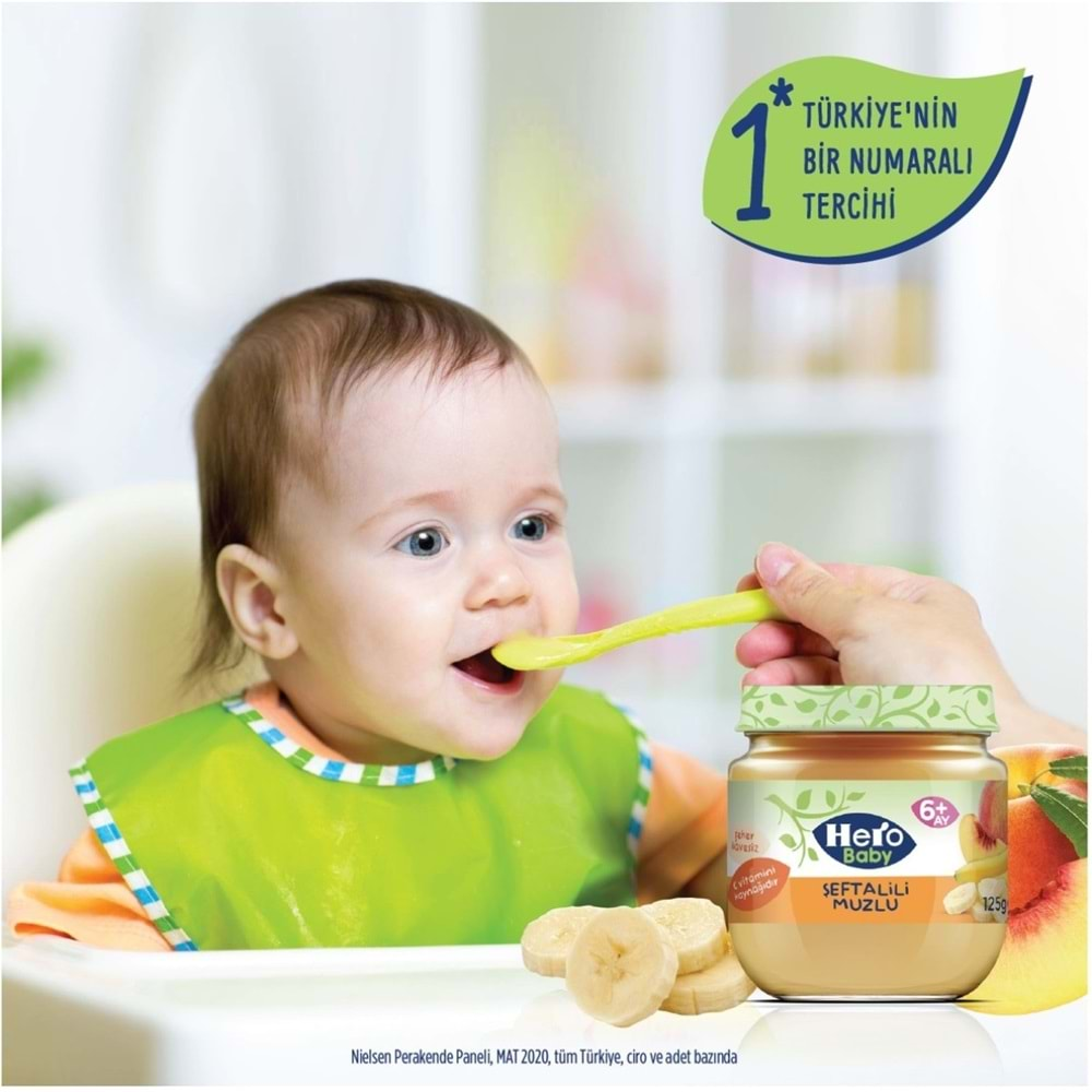 Hero Baby Kavanoz Maması 120GR Şeftalili Muzlu (3 Lü Set)