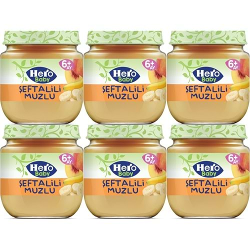 Hero Baby Kavanoz Maması 120GR Şeftalili Muzlu (6 Lı Set)