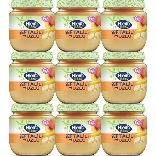 Hero Baby Kavanoz Maması 120GR Şeftalili Muzlu (9 Lu Set)