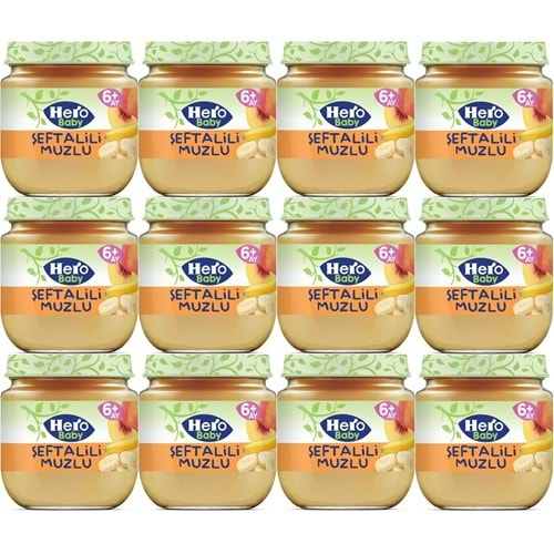 Hero Baby Kavanoz Maması 120GR Şeftalili Muzlu (12 Li Set)