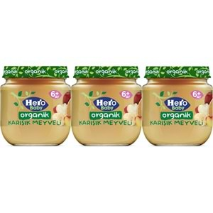 Hero Baby Kavanoz Maması 120GR Organik Karışık Meyveli (3 Lü Set)