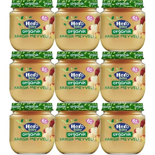 Hero Baby Kavanoz Maması 120GR Organik Karışık Meyveli (9 Lu Set)