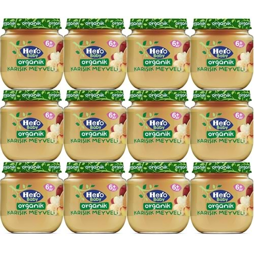 Hero Baby Kavanoz Maması 120GR Organik Karışık Meyveli (12 Li Set)