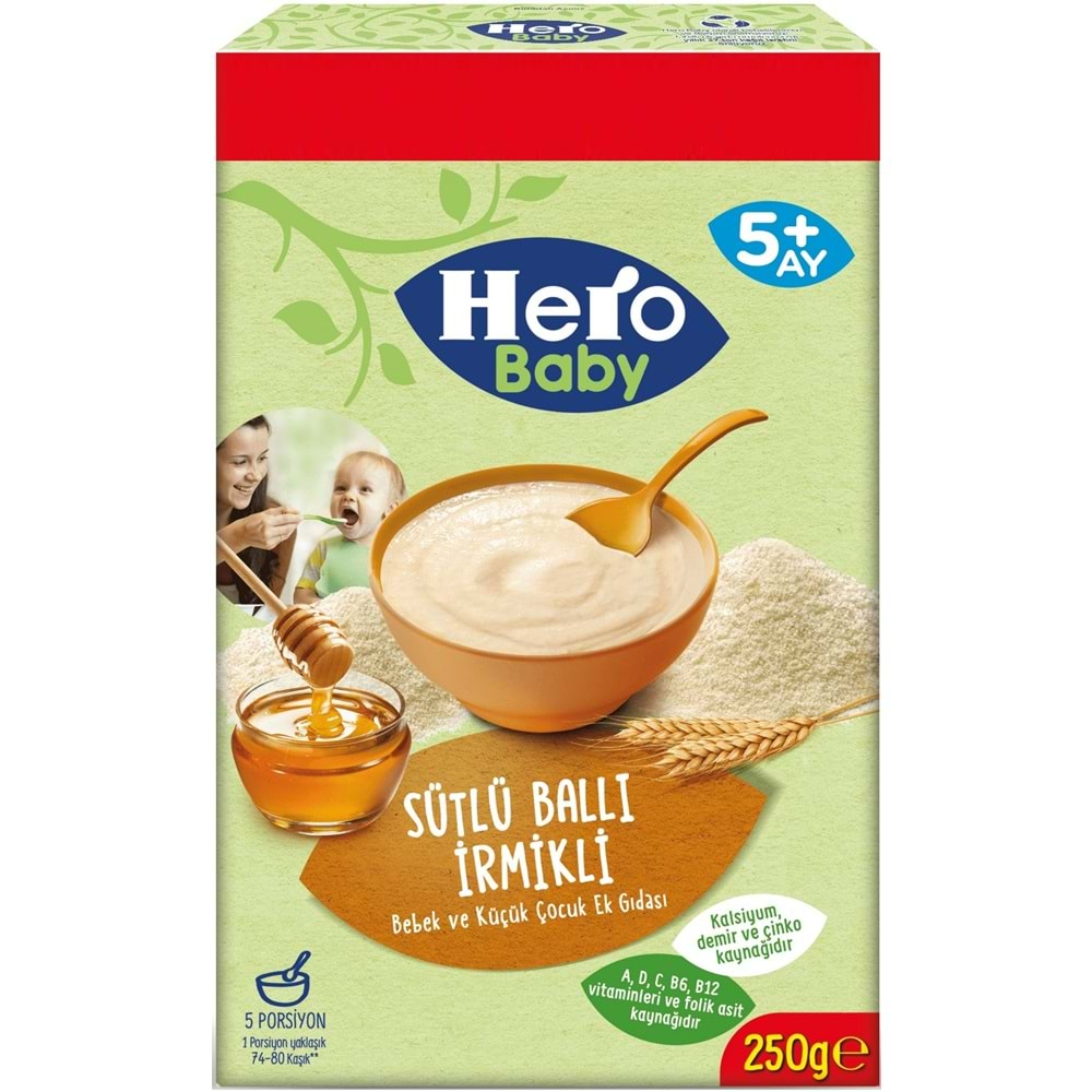 Hero Baby Kaşık Maması 250GR Sütlü Meyveli - Elmalı 8 Tahıllı - Ballı İrmikli +4 Adet Kavanoz Maması