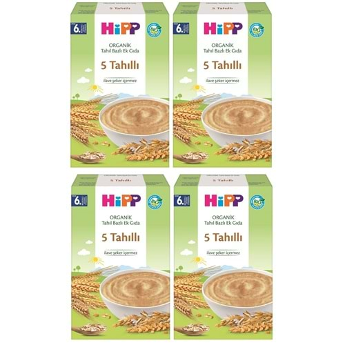 Hipp Organik 5 Tahıllı Kaşık Maması 200Gr 4 Lü Set