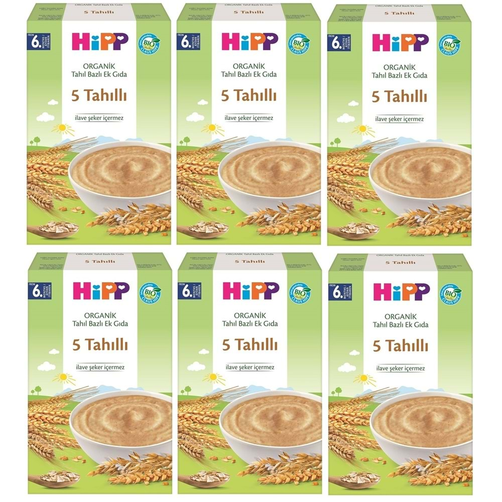 Hipp Organik 5 Tahıllı Kaşık Maması 200Gr 6 Lı Set