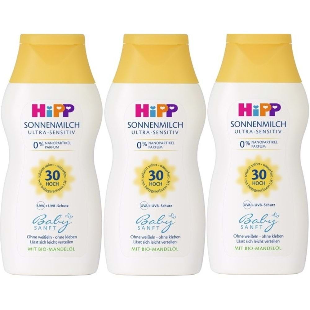 Hipp Babysanft Bebek Güneş Sütü 200Ml (30 Faktör) (3 Lü Set)