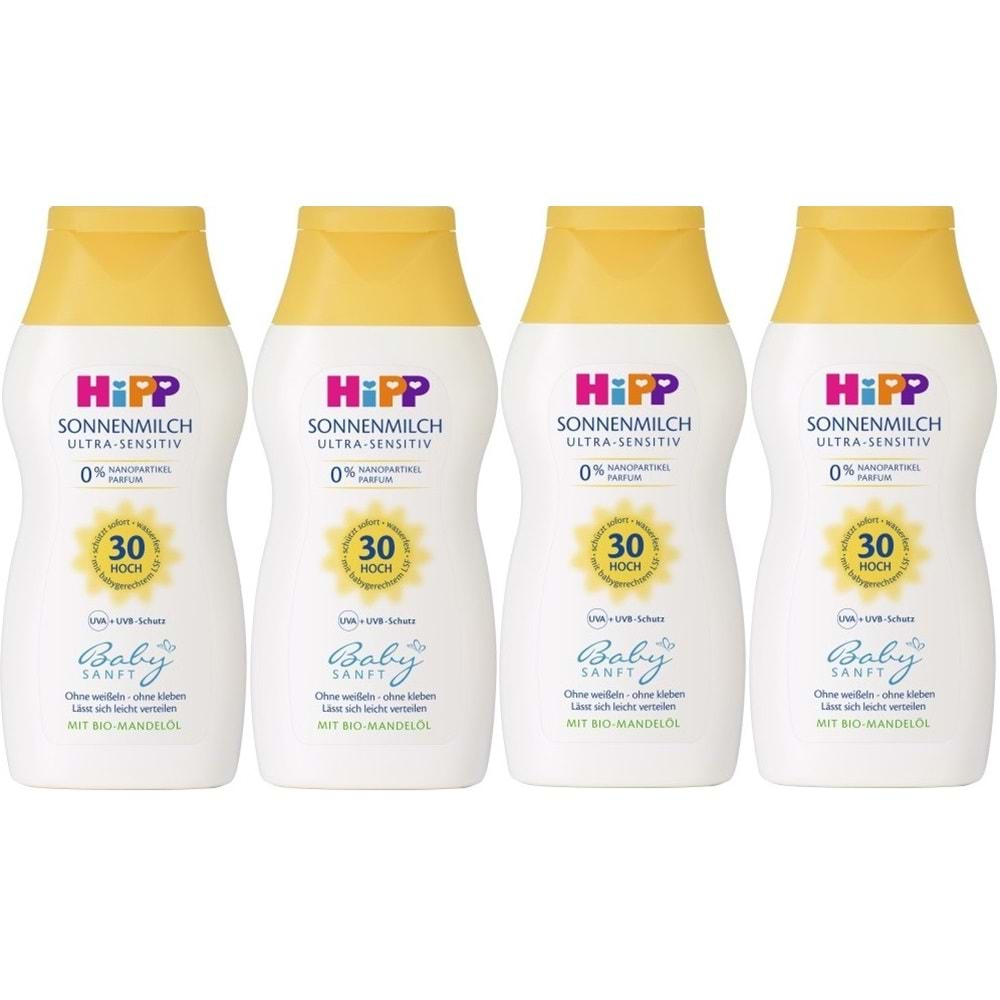 Hipp Babysanft Bebek Güneş Sütü 200Ml (30 Faktör) (4 Lü Set)