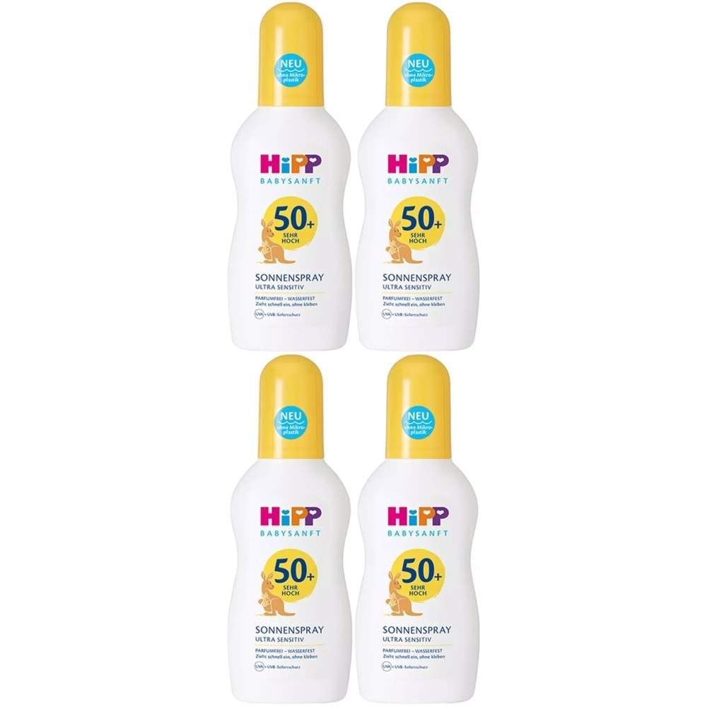 Hipp Babysanft Sprey Güneş Kremi Sonnenspray 50+ Faktör Ultra Sensıtıv 150ML Sprey (4 Lü Set)