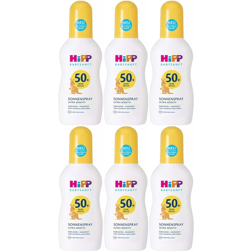 Hipp Babysanft Sprey Güneş Kremi Sonnenspray 50+ Faktör Ultra Sensıtıv 150ML Sprey (6 Lı Set)