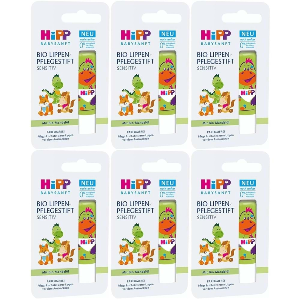 Hipp Babysanft Organik Dudak Nemlendiricisi Ultra Sensıtıv 4.8GR (Yeşil) (6 Lı Set)