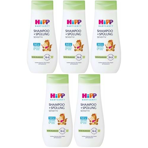 Hipp Babysanft Çoçuk Şampuanı (Shampoo +Spülung) Sensıtive 200ML (5 Li Set)