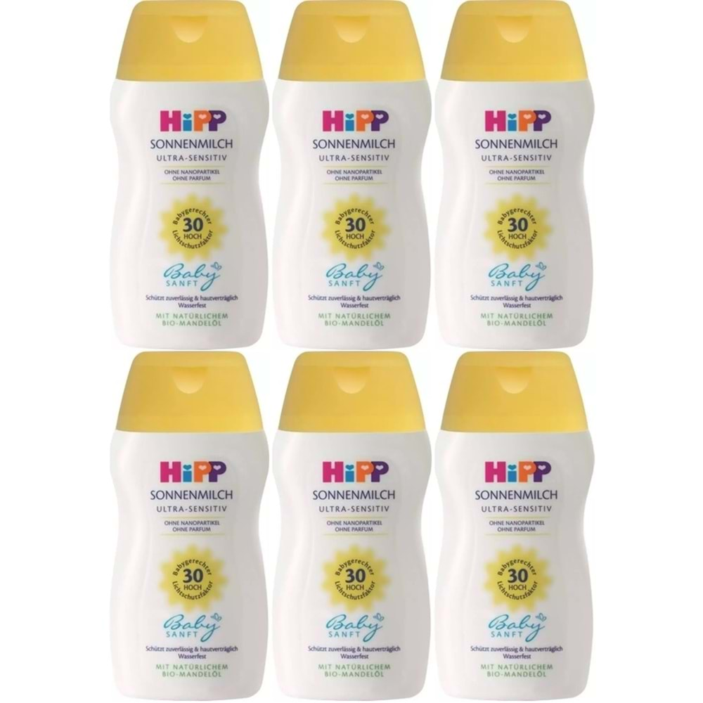 Hipp Babysanft Güneş Kremi -Yüz için Sonnen Gesıchtscreme 30 Faktör Ultra Sensıtıv 50ML (6 Lı Set)