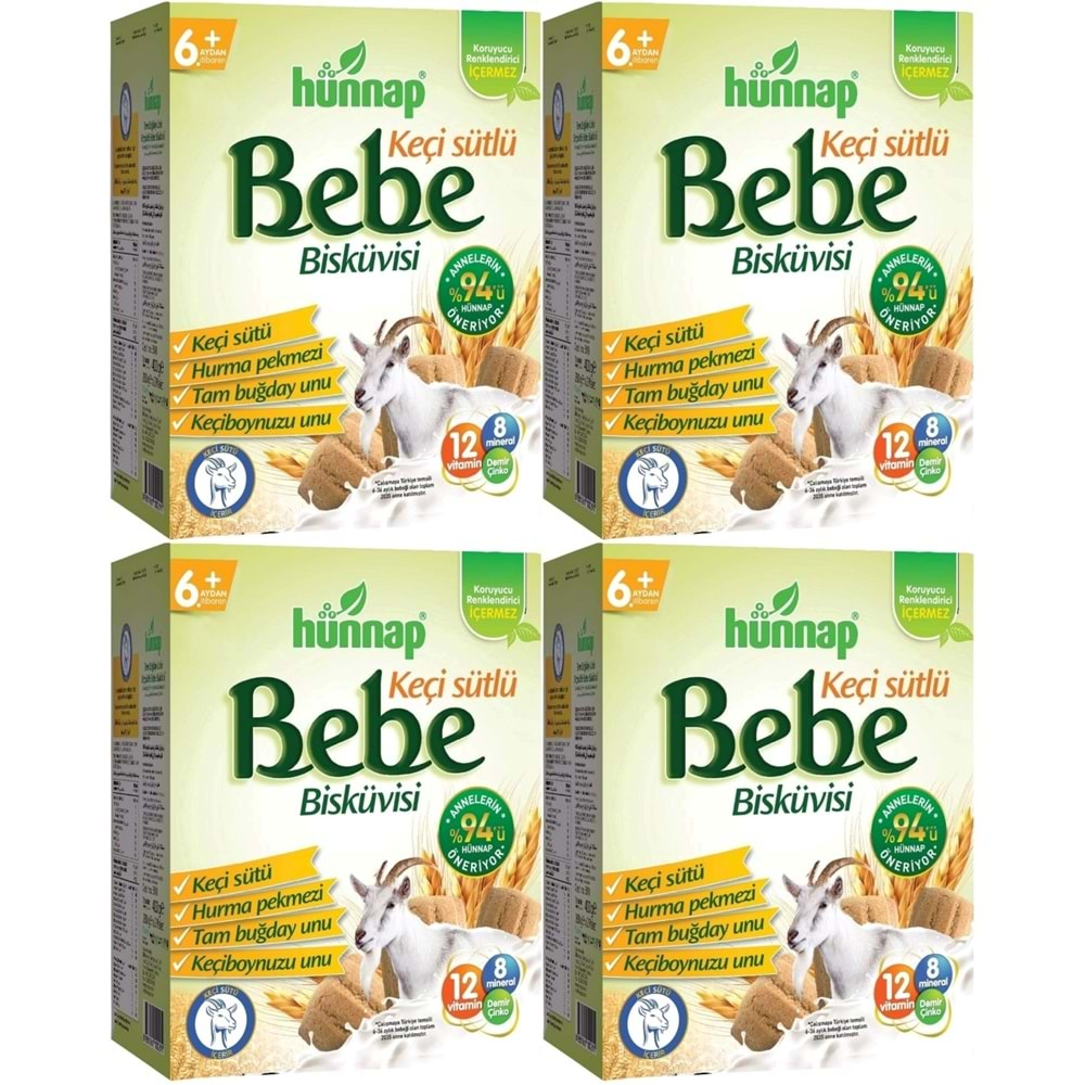 Hünnap Bebe Bisküvisi Keçi Sütlü 400GR 4 lü Set (Toplam 1600GR)