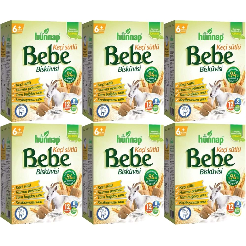 Hünnap Bebe Bisküvisi Keçi Sütlü 400GR 6 lı Set (Toplam 2400GR)